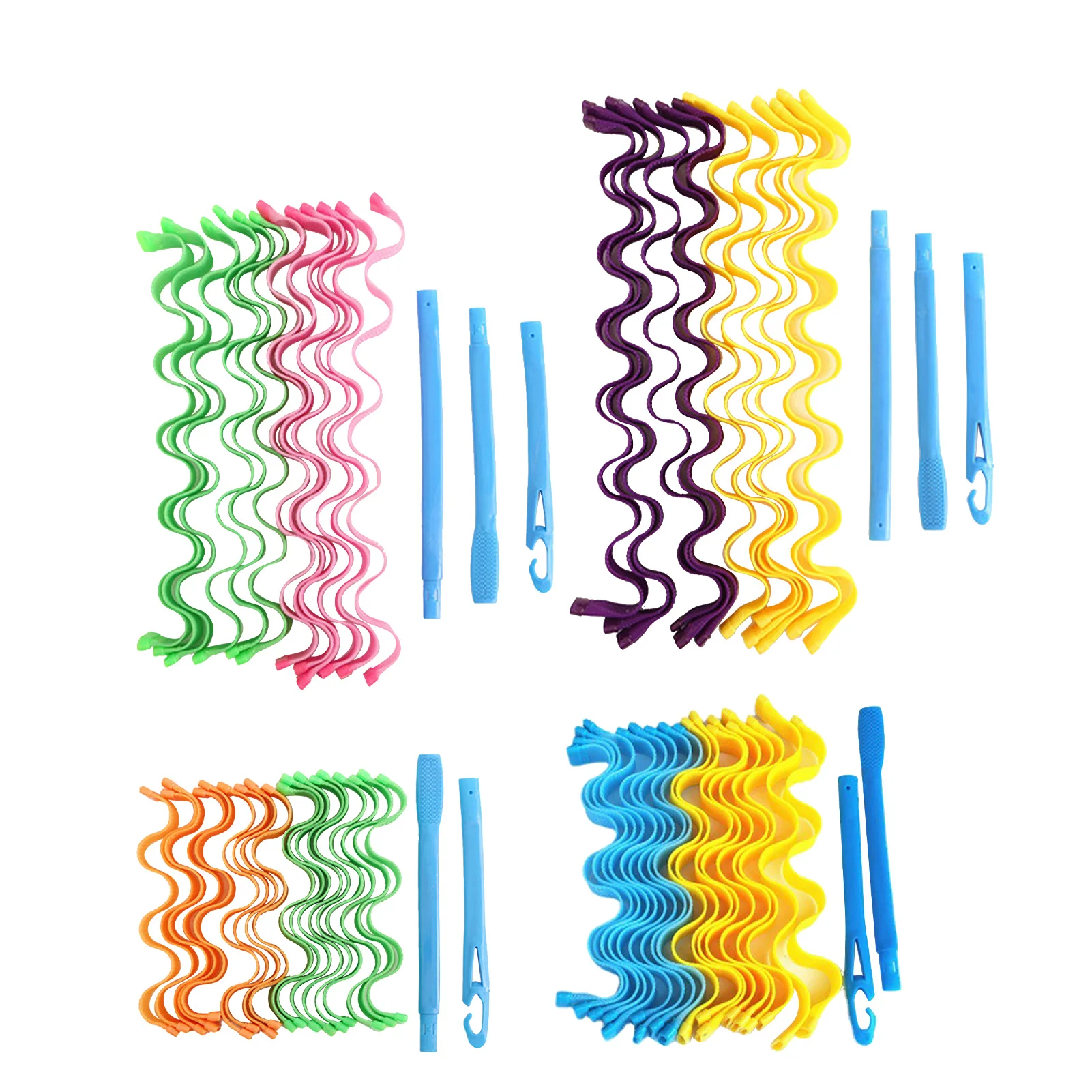Hair Curlers Styling Kit Spiral Curls Styling Kit DIY Plastic Hair Spiral Styling Roller for Women Girls Extra Long Hair