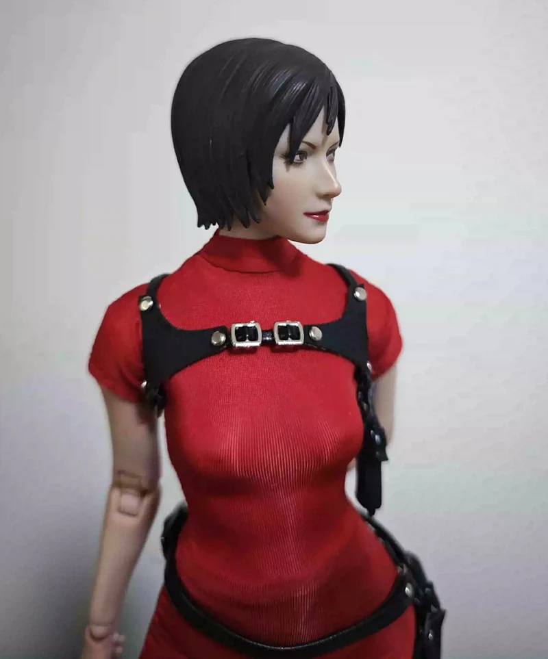 1/6 skala Cos Ada Wong czerwone legginsy dopasowana sukienka skórzane paski na ramię kabura z pistoletem na 12 "Model postaci zabawki