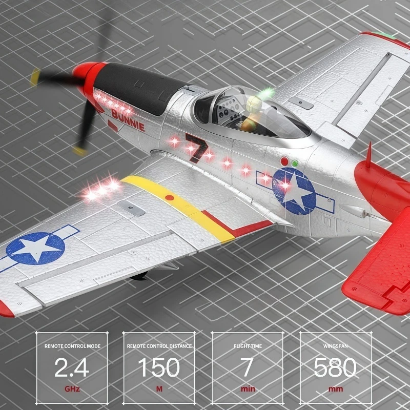 

P51 4-канальный радиоуправляемый самолет Wltoys Xk A280 с подсветкой 6g/3d, бесщеточный пульт дистанционного управления, модель планера с крыльями, самолет для взрослых, подарок для мальчиков