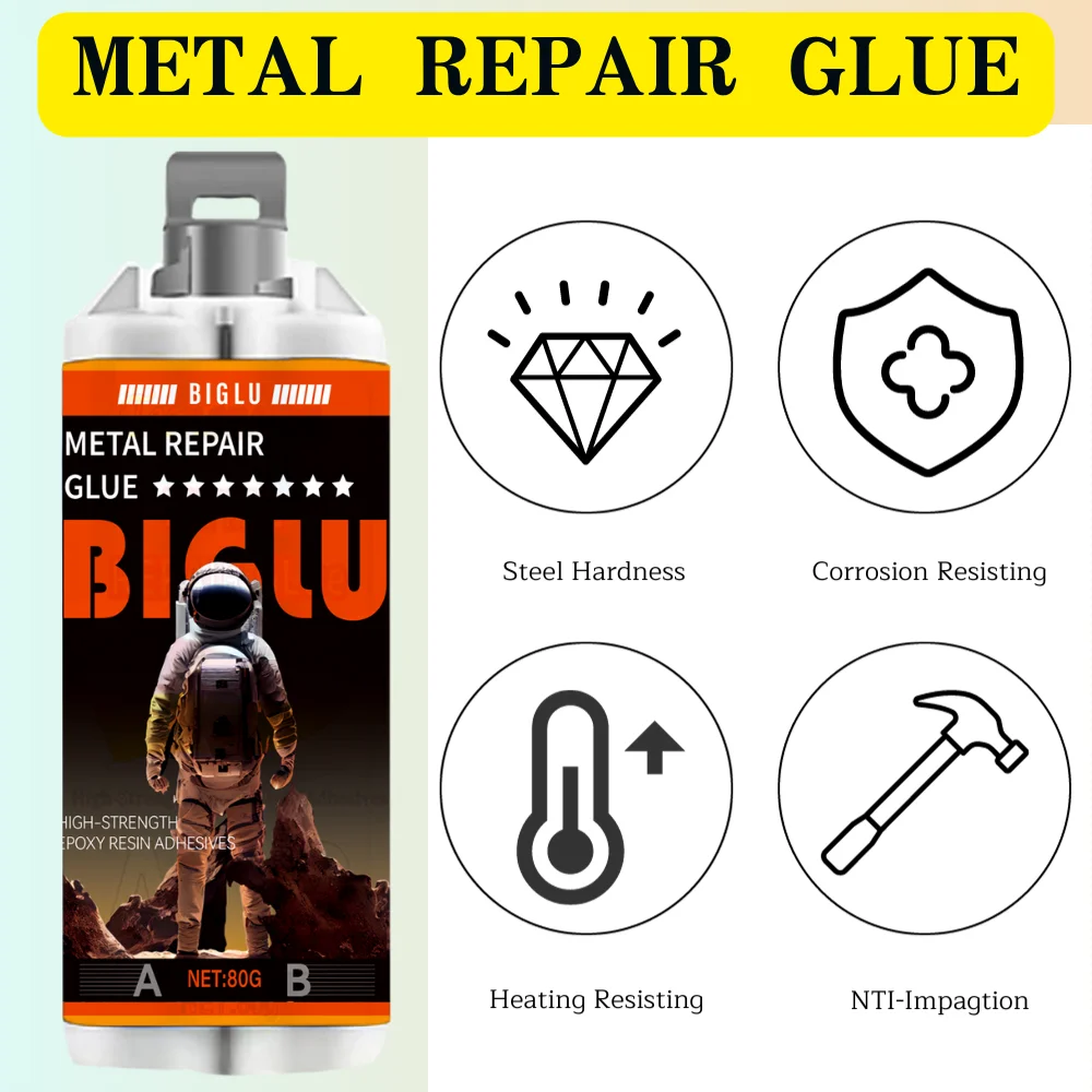 BIGLU High Strength Metal Repair Glue AB Casting Adhesive Cold Welding Heat Resistance Magic Sealant Industrial Repair Agent