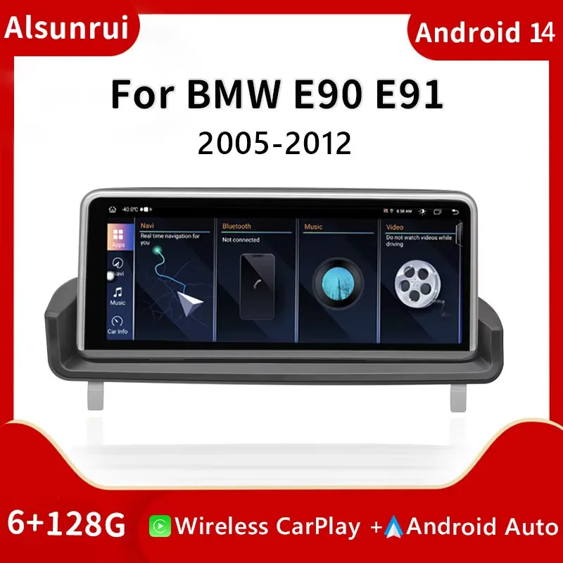 

Wireless Carplay 2 din Adroid 14 Car Radio For BMW E90 E91 E92 E93 2005-2012 Screen Multimedia Audio Head Unit SWC idrive Stereo