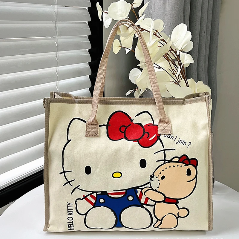 Large Capacity Cartoon Cute Graffiti Printed Linen Multi Purpose Mommy Bag