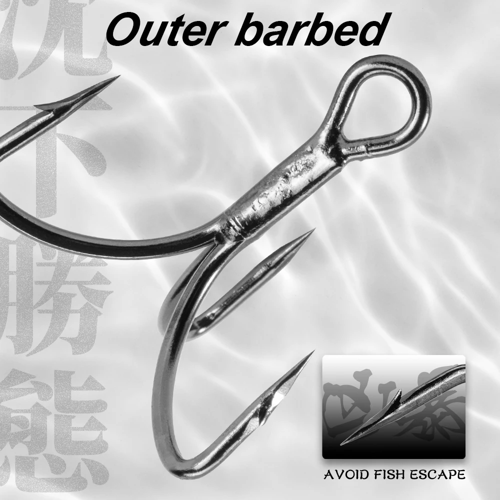 hunthouse treble hook carbon triple fishing hooks fishing tees 1/0# 2# 4# 6# for fish lure stainless carbon steel