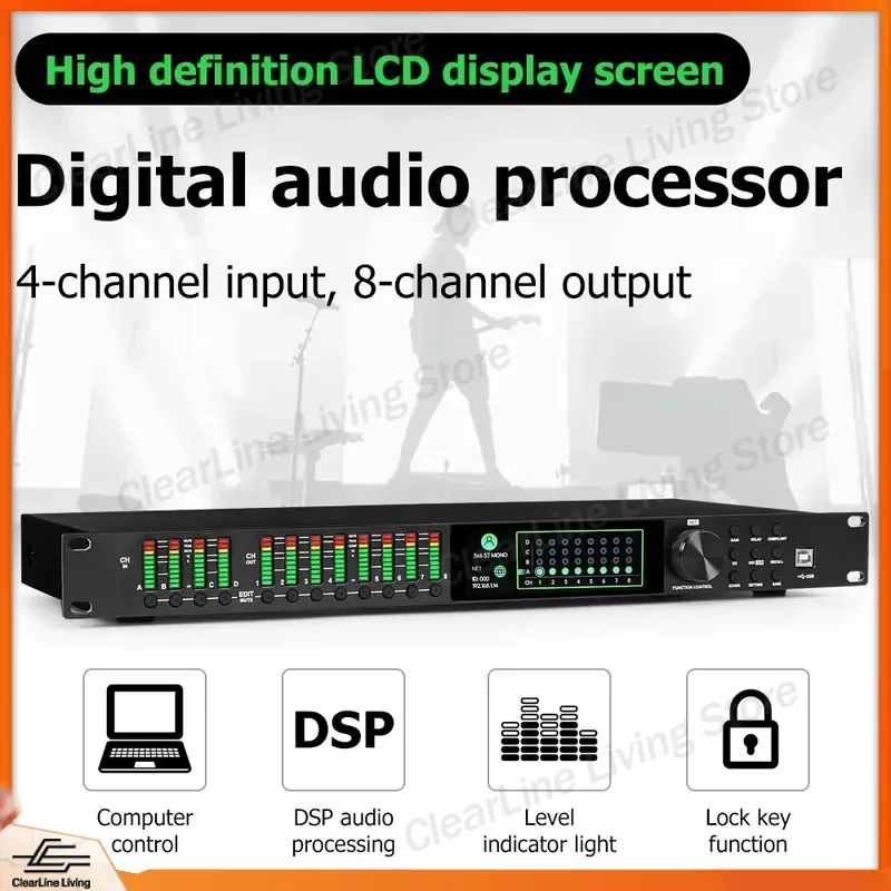 LD Series Aluminum DSP Audio Processor 6 8 Channel Multi Channel Analog Routing Stage Conference Commercial Sound System