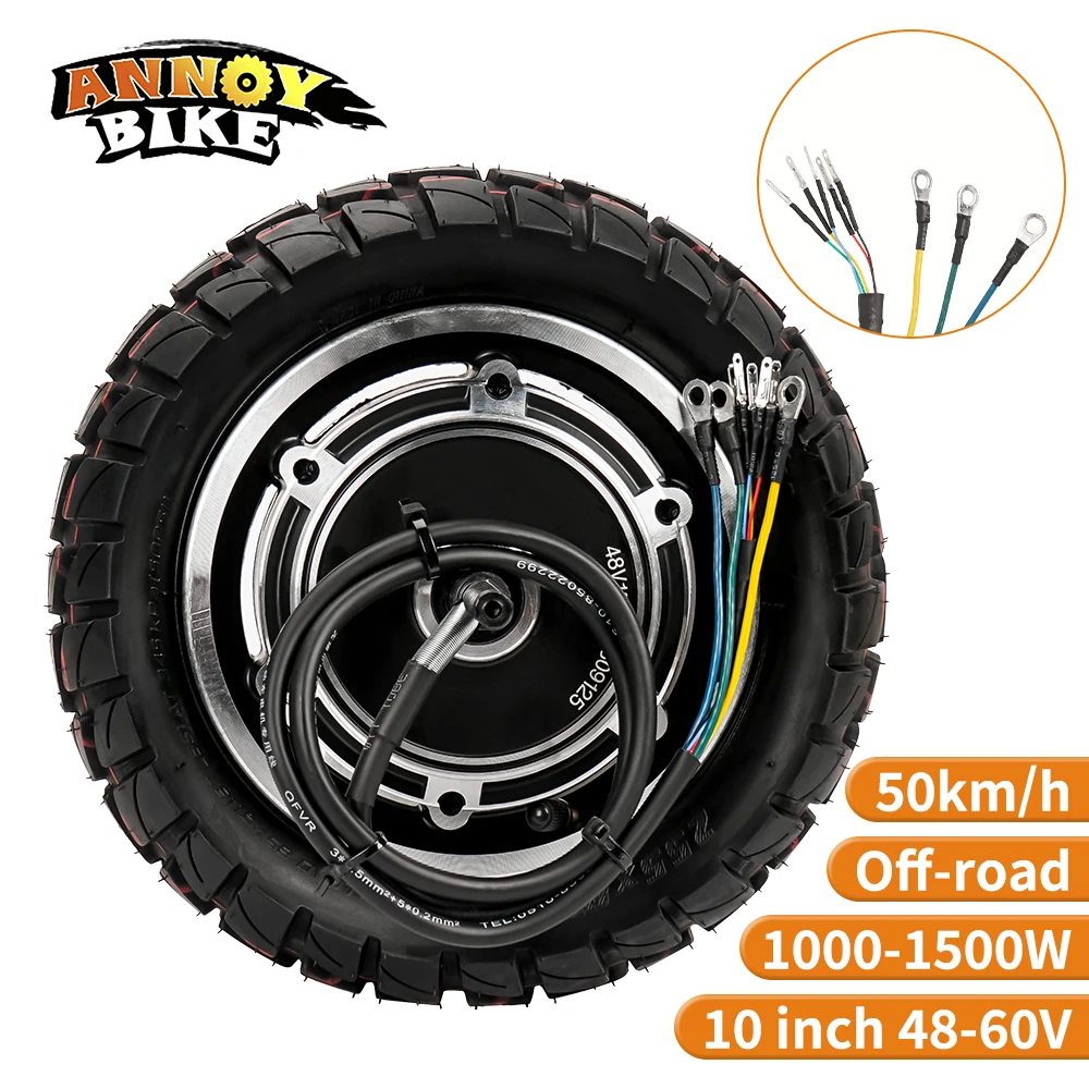 10inch 48V1000W 60V1500W moteur 48v 1000w Hub Motor Scooter Driving Motor motor para bicicleta 50KM/H Scooter Wheel 30N.m Torque