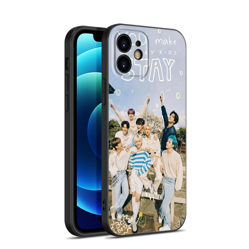 حافظة هاتف Kpop Stray Kids من السيليكون الأسود لهاتف أبل آيفون 12 13 Mini 7 8 14 15 16 Plus Pro Max 16E #5