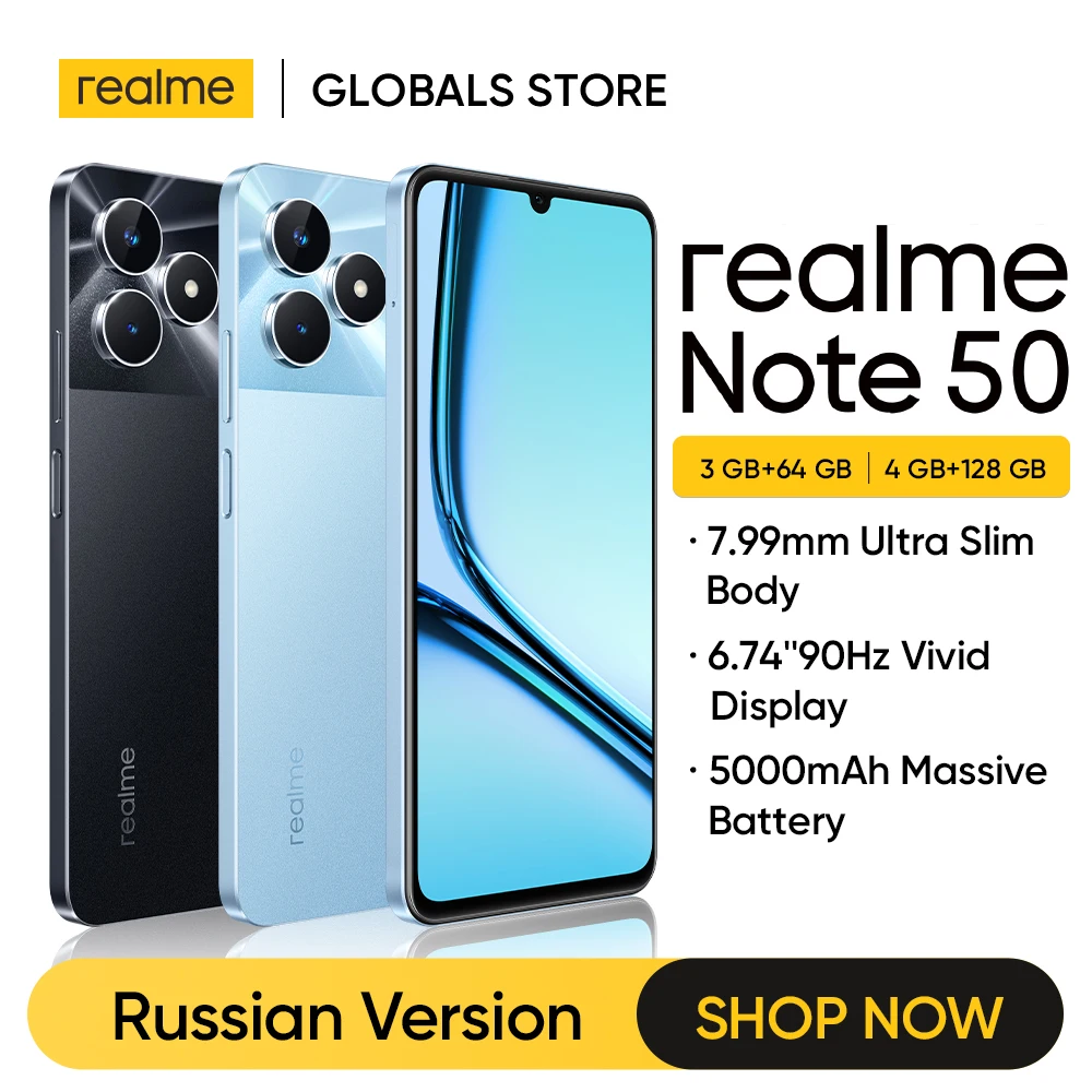 [Fast Shipping] realme Note 50 6.74\'\'90Hz Display 5000mAh Battery 13MP AI Camera IP54 Water&Dust Resistance 3-Card Slot 128GB