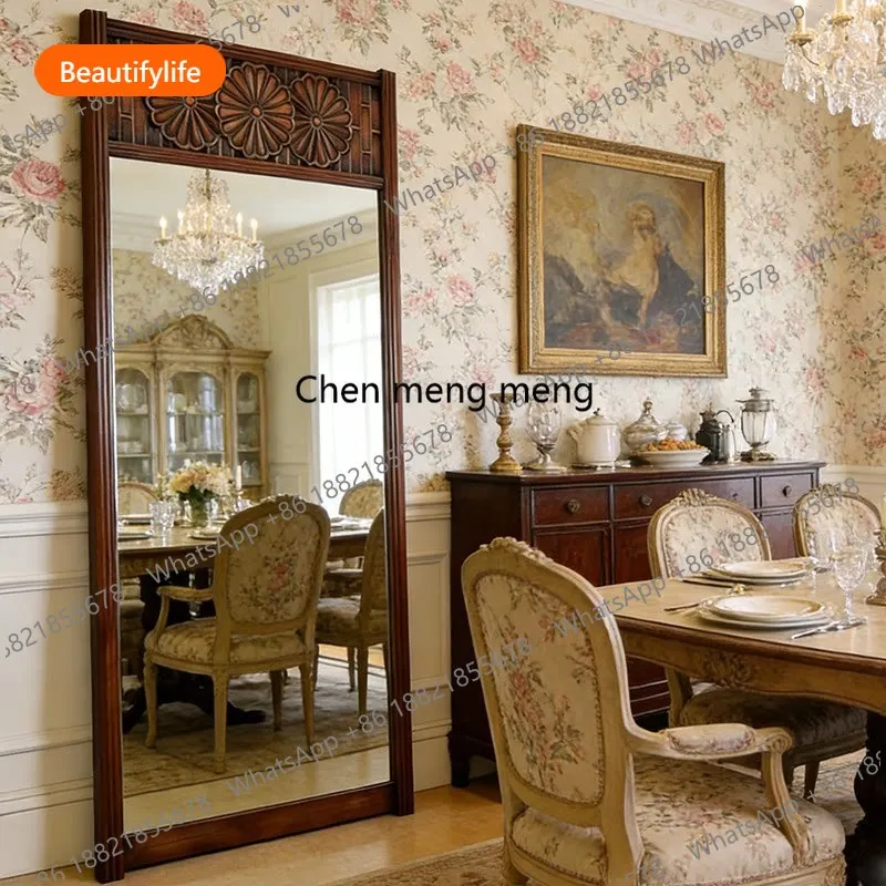 A50 Medieval full-body mirror French retro home floor-to-ceiling mirror classical carved full-length mirror