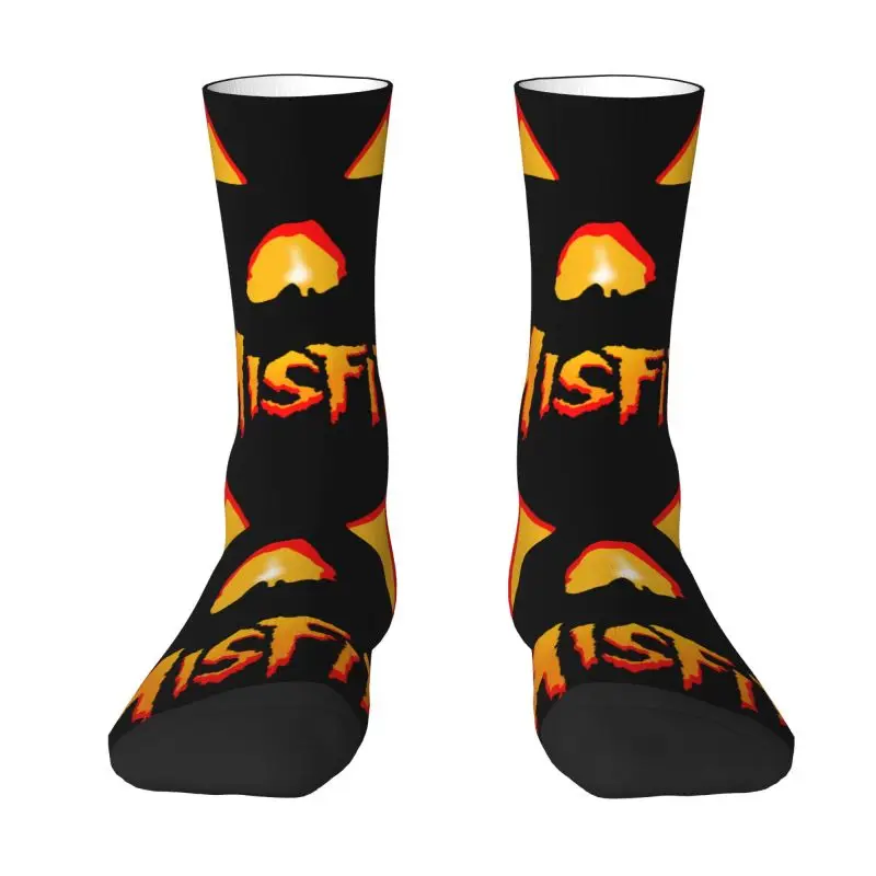 Custom Funny Men's Rock Punk Band Misfits Skull Face Dress Socks Unisex Warm Breathbale 3D Printing Heavy Metal Crew Socks