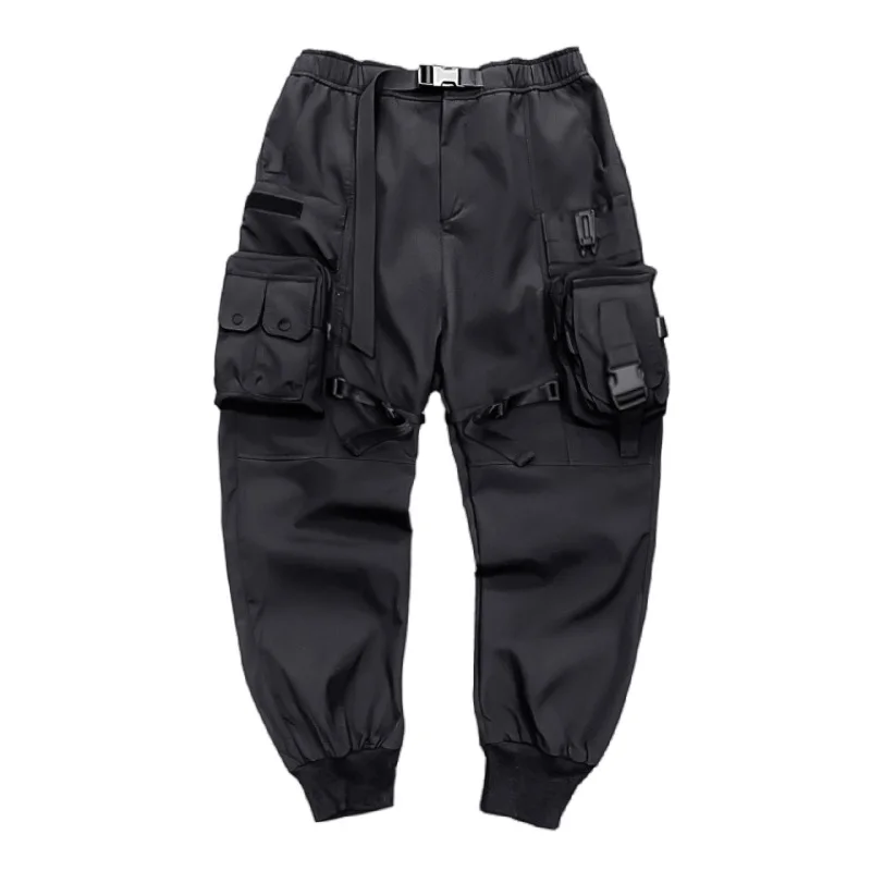 

Men Tactical Casual Jogger Pants Ankle Length 2024 New Techwear Vibe Style Multi-Pockets Elastic Waist Black Cargo Pants Loose