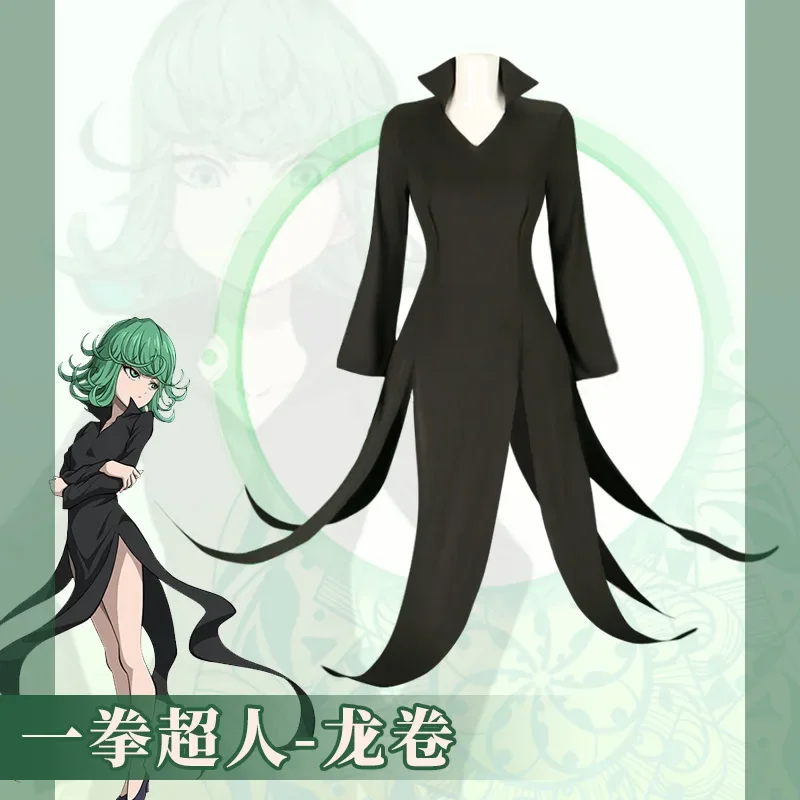 One Punch Man Terrible Tornado Cosplay Costume Anime Senritsu no Tatsumaki Black Dress Kid Adult Halloween Carnival Party Suits