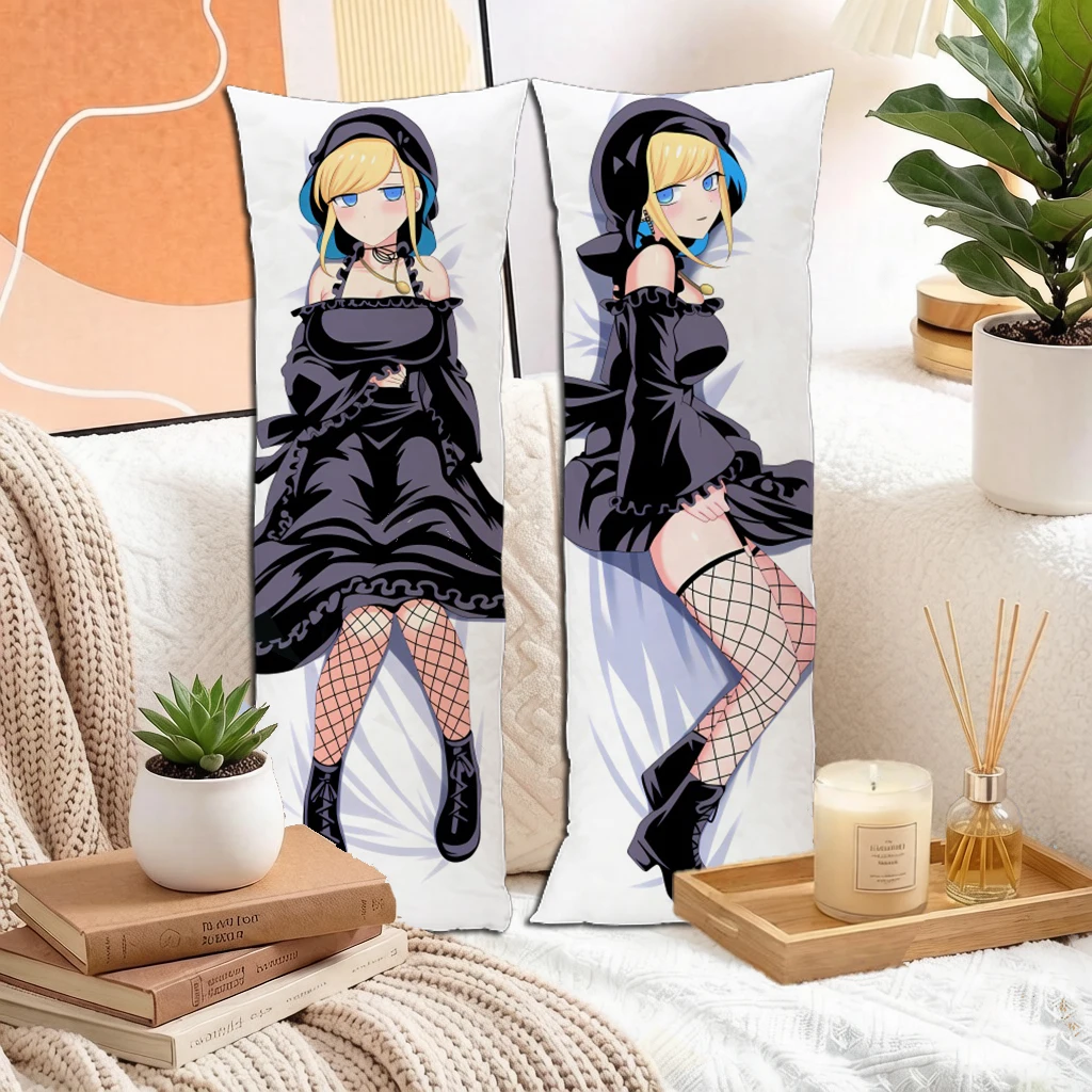 Anime Blonde Hair Blue Eyes Black Maid Outfit Girl Dakimakura Pillowcase Double Sided Long Body Pillow Cover For Otaku Decor