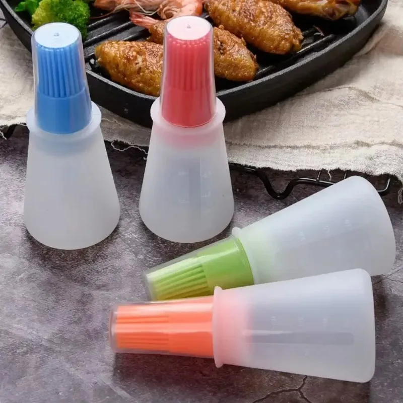 

Silicone Oil Bottle Brush Oil Dispenser Bottle With Barbecue Brush High Temperature Resistant Basting Brush Kitchen BBQ Tools