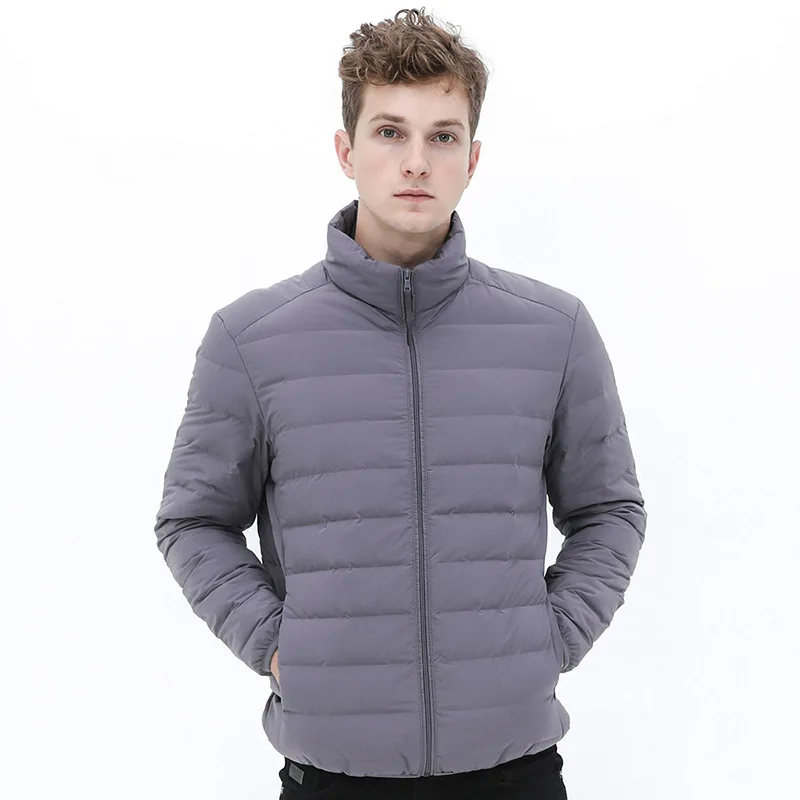 Mens Winter 80% White Duck Down Jackets Portable Ultra Light Male Stand Collar Jacket Outwear Down Coat DJ04