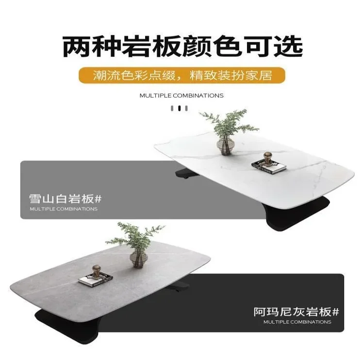 Two-in-one dual-purpose coffee table small apartment living room rock slab modern simple household lifting movable 4