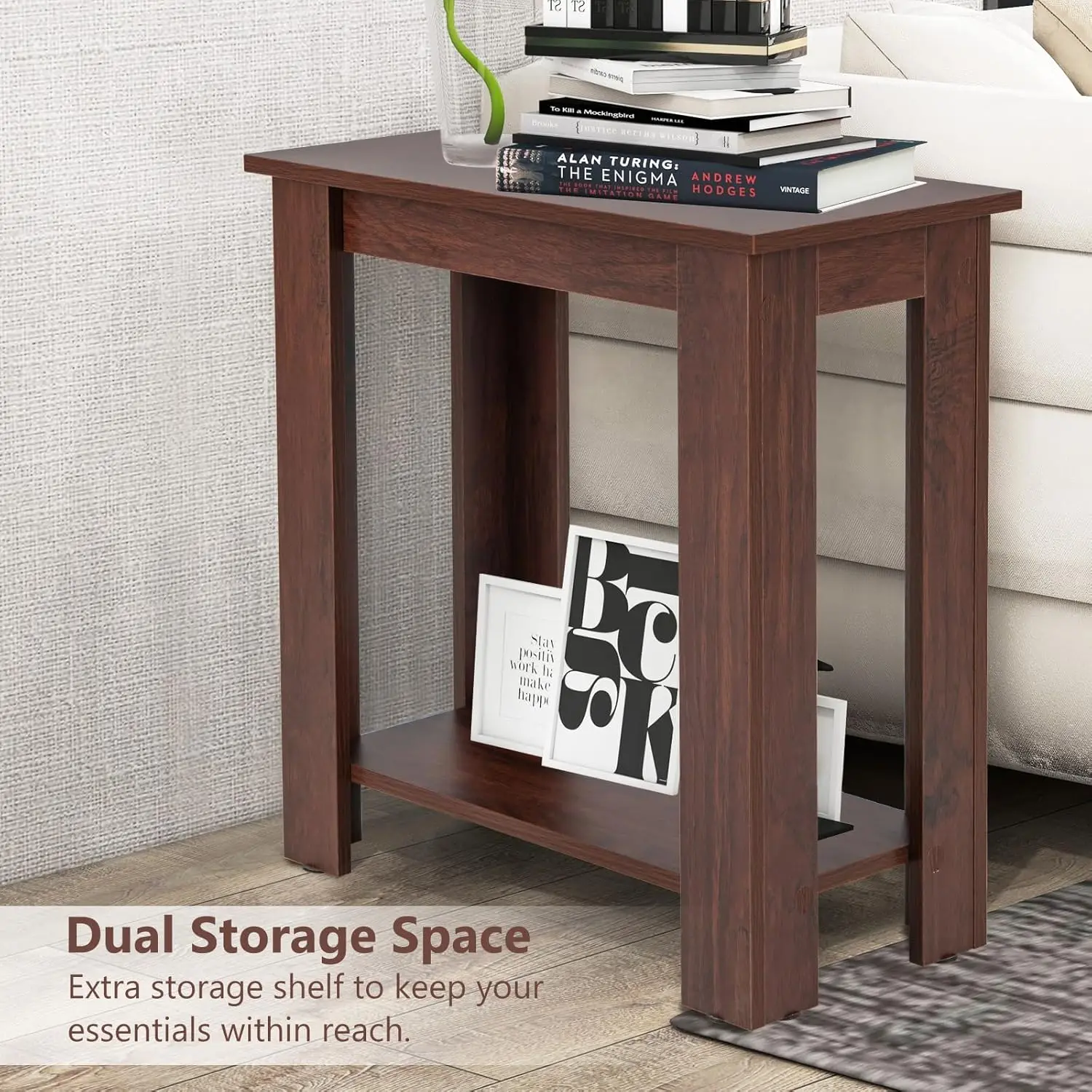 

Goflame End Table, 2-Tier Sofa Side Table With Storage Shelf, Home Accent Table For Small Space, Coffee Table, Wood Display