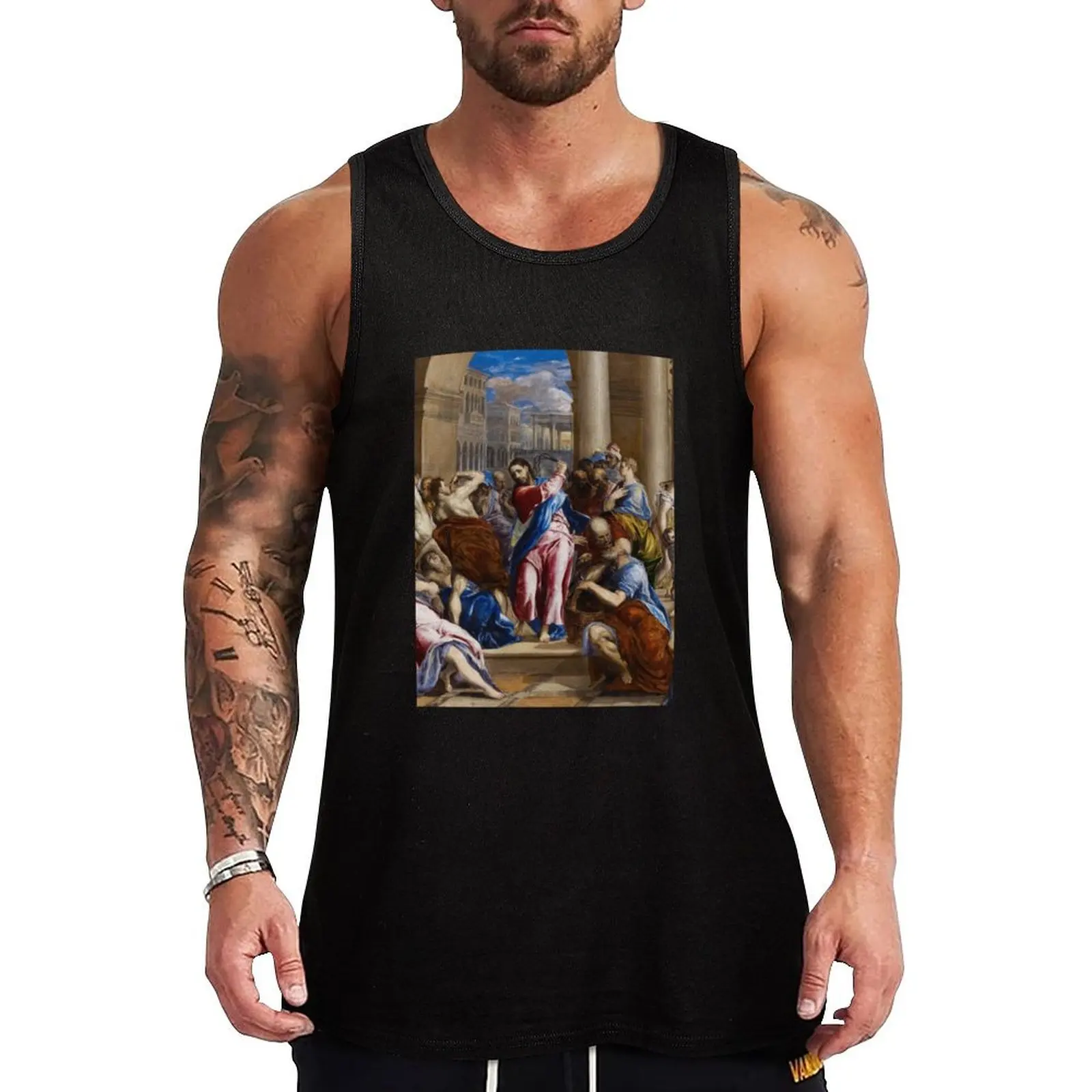 Jesus Christ Driving the Money Changers from the Temple Christian art painting by El Greco Cleansing of the Temple 1600 Tank Top