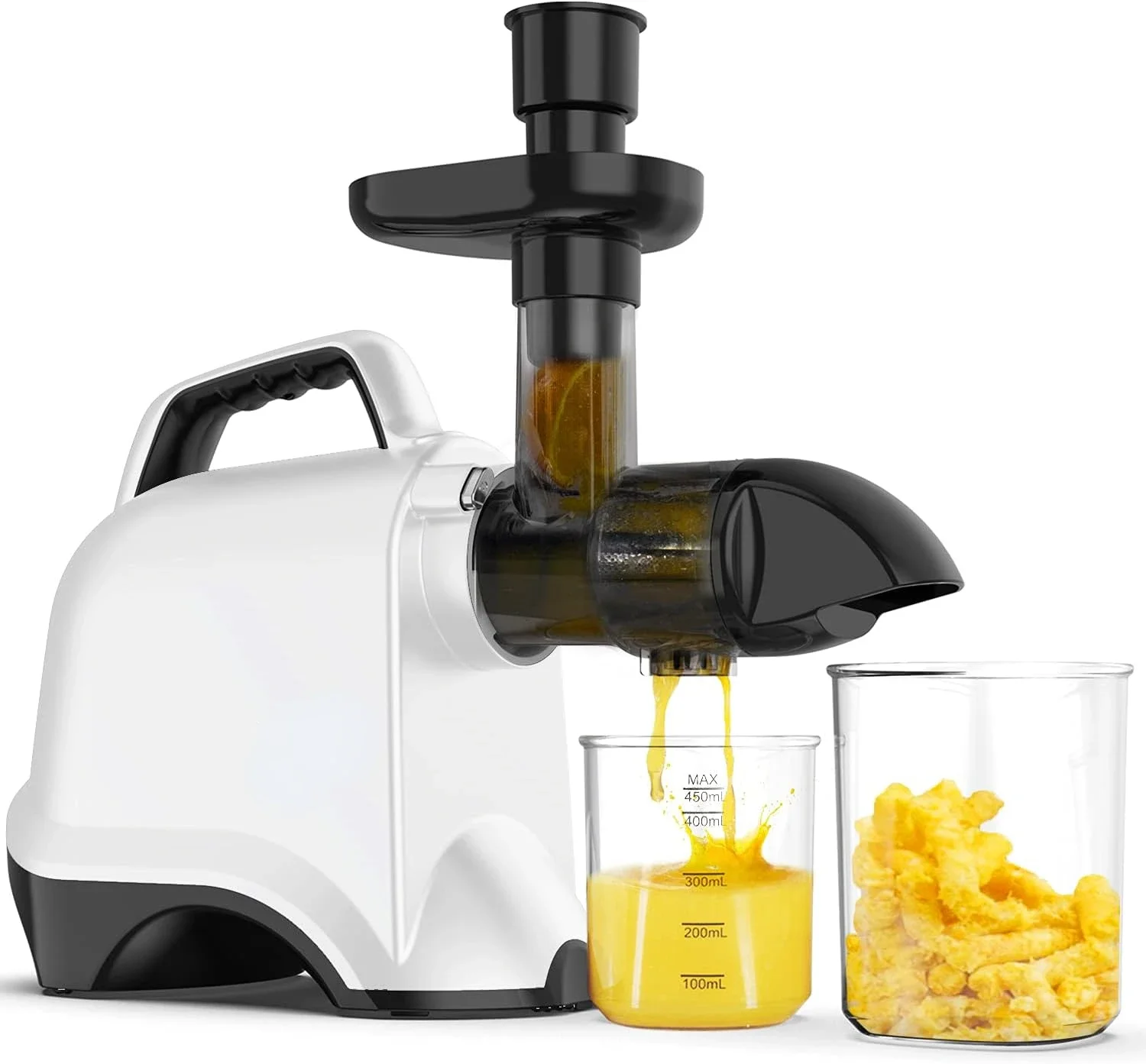 

Juicer Machines - Easy to Clean Slow Masticating Juicer with 95% Juice Yield, Quiet Reverse Motor, Convenient Handle, and Bonus