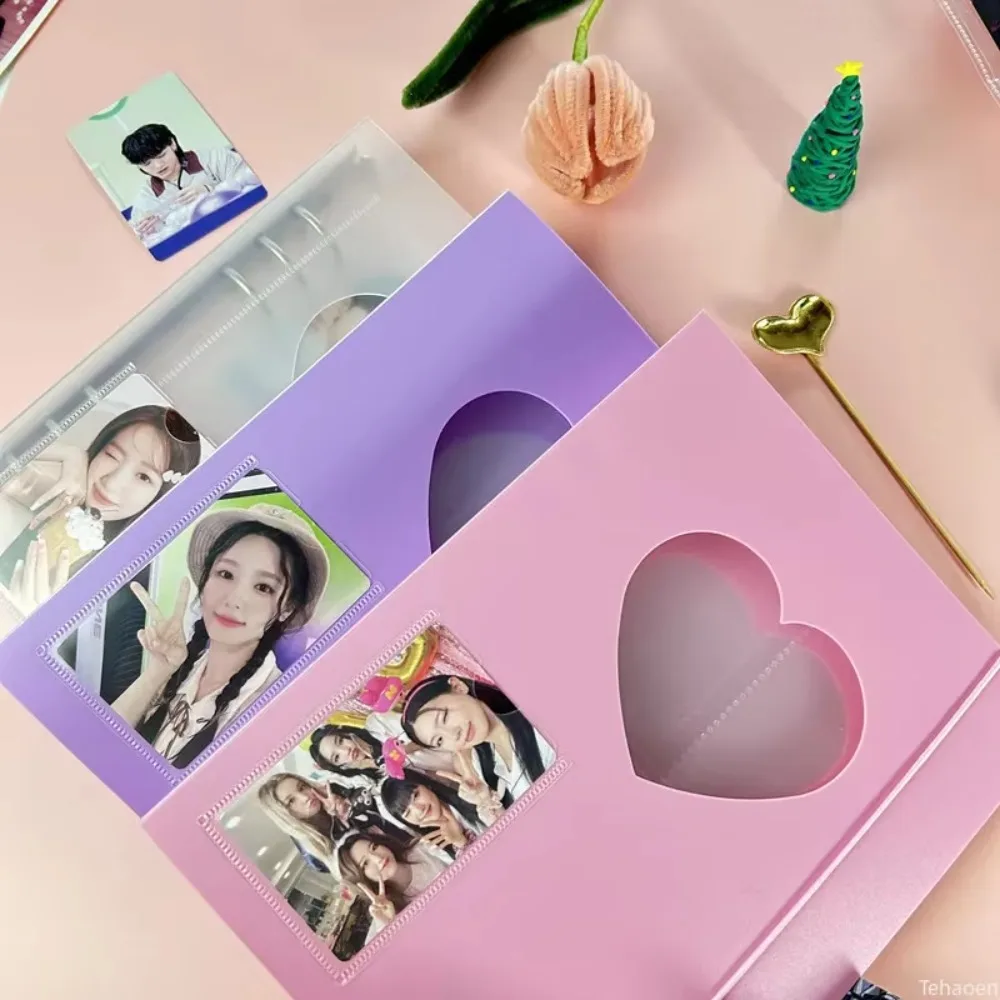 شفاف A5 Photocard غطاء الموثق شكل قلب باستثناء الصفحات الداخلية بطاقة الموثق غطاء دائم فضفاضة ورقة ألبوم بطاقة الصور