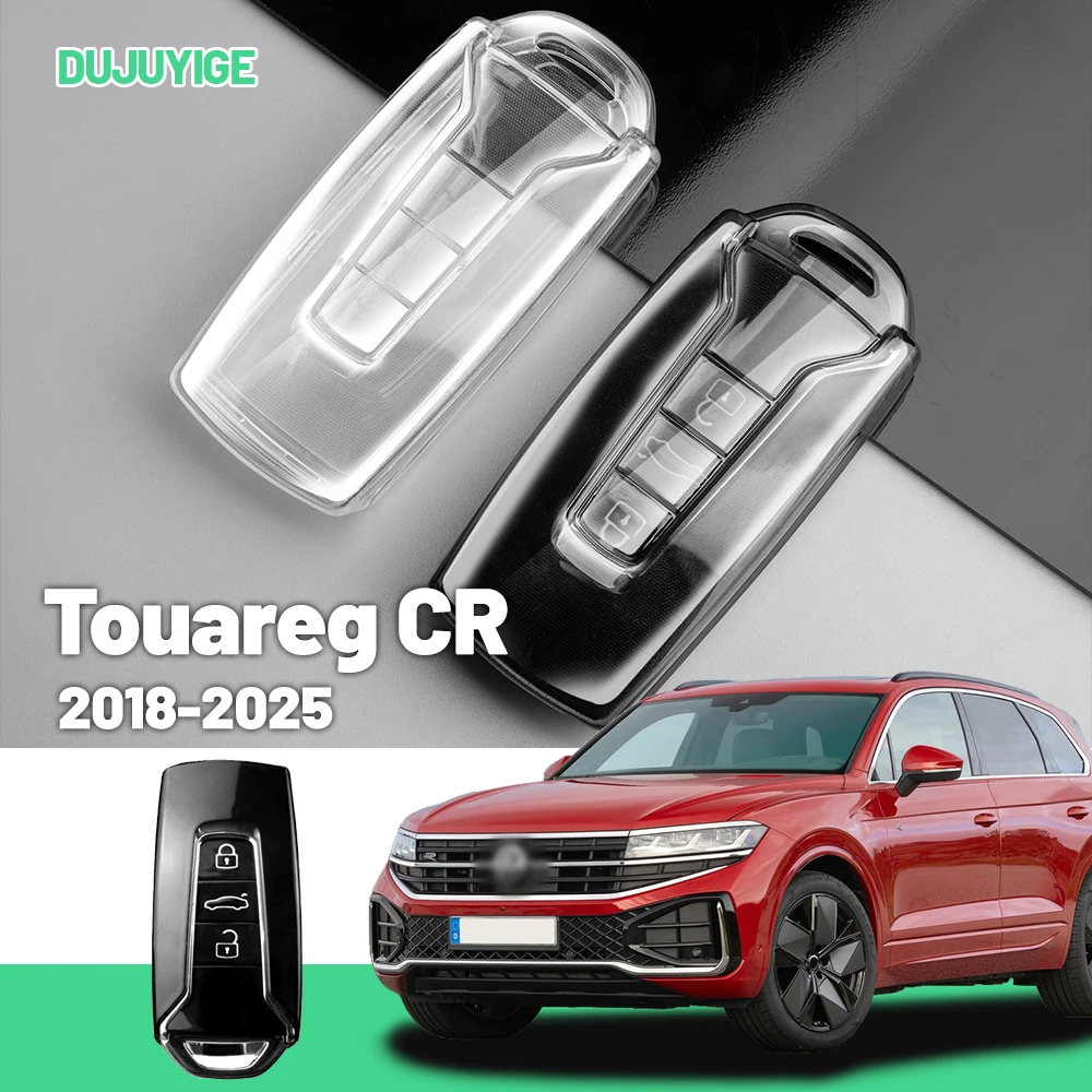 Clear TPU Car Key Case For VW Touareg CR 2018-2026 Key Fob Cover Protector Shell Auto Accessories 2019 2020 2021 2022 2023 2024