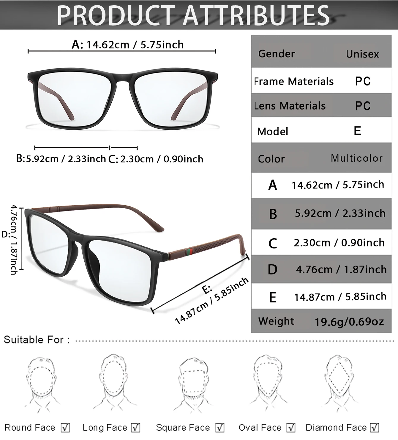 Klassische quadratische photochrome Lesebrille, presbyopische Brille für Männer und Frauen zum Lesen und Surfen im Internet +0 +150 +200 – Detail 2