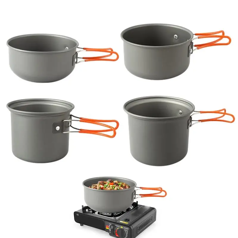 

Camp Cooking Set Camping Pots Camp Cook Set Cooking Utensils Camping Cookware Stackable Pot Non-Stick Pots For Backpacking