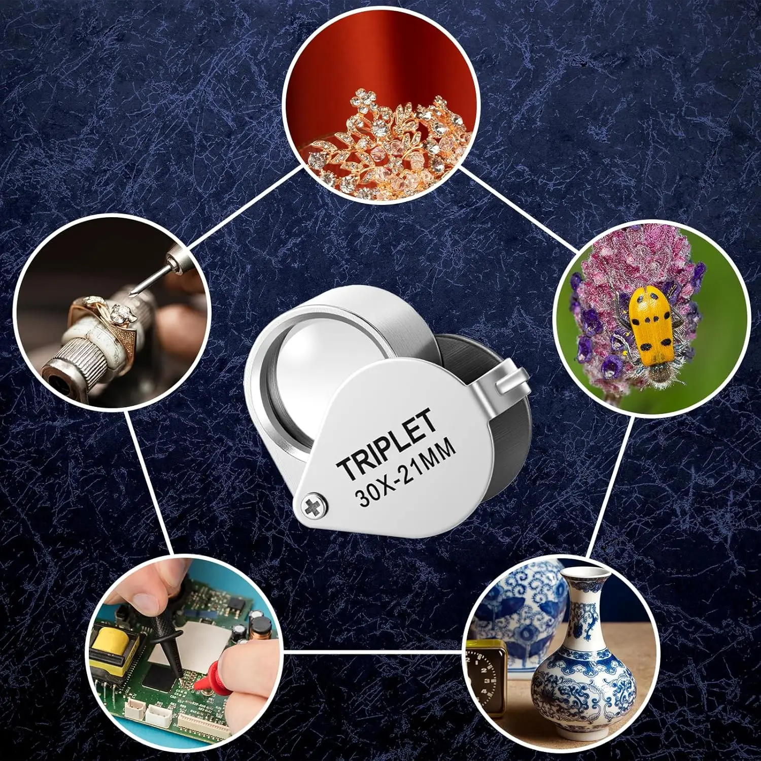 10X ، 20X و 30X مجوهرات حلقة المكبر طوي عدسة اليد جيب عدسة مكبرة العين الحلقات المكبر مجوهرات العدسة للكشف