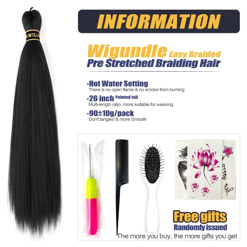 Braiding Hair Pre-stretched 26Inch Hair Extensions for Afro Crochet Braids Synthetic Fake Hair DIY Multi-Color Optio Jumbo Braid