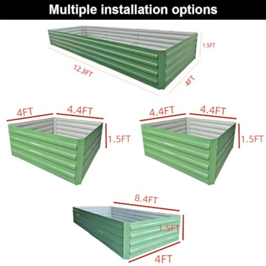 12.3 * 4 * 1.5FT Galvanized Raised Garden BedHorticultural Planting Box Large DIY Planting Boxes Large Metal Flowerpot Steel Ki