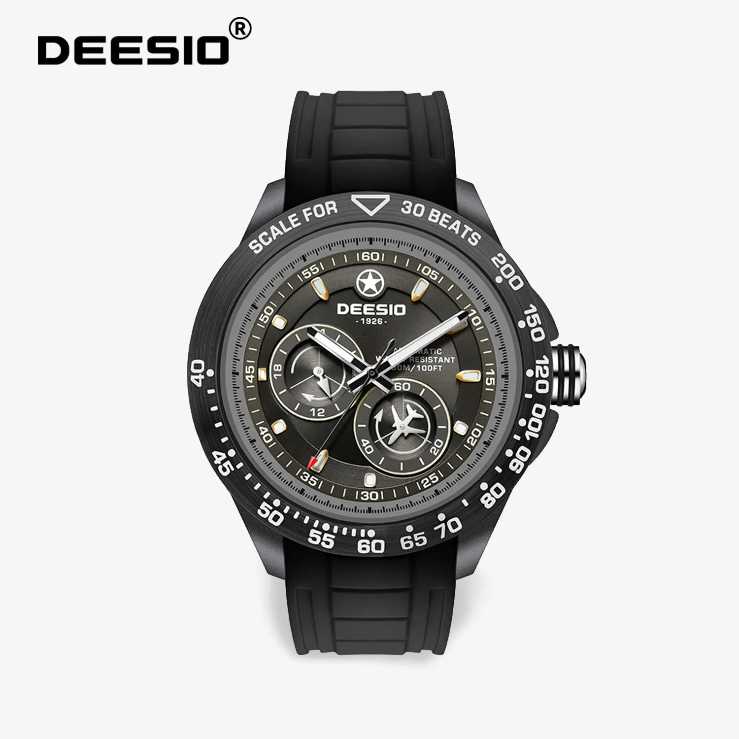 Deesio Herren-Armbanduhr, automatisch, mechanisch, Kohlefasergehäuse, Saphir-Leuchtzifferblatt, 30 m wasserdicht, stoßfest, Luxus-Geschenk