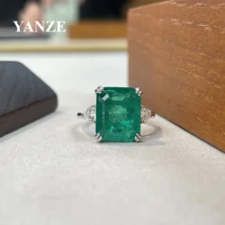 Vintage Luxury 10*12mm Emerald Rings For Women 100% Real 925 Sterling Silver Party Wedding Jewlery Engagement Lady Gift