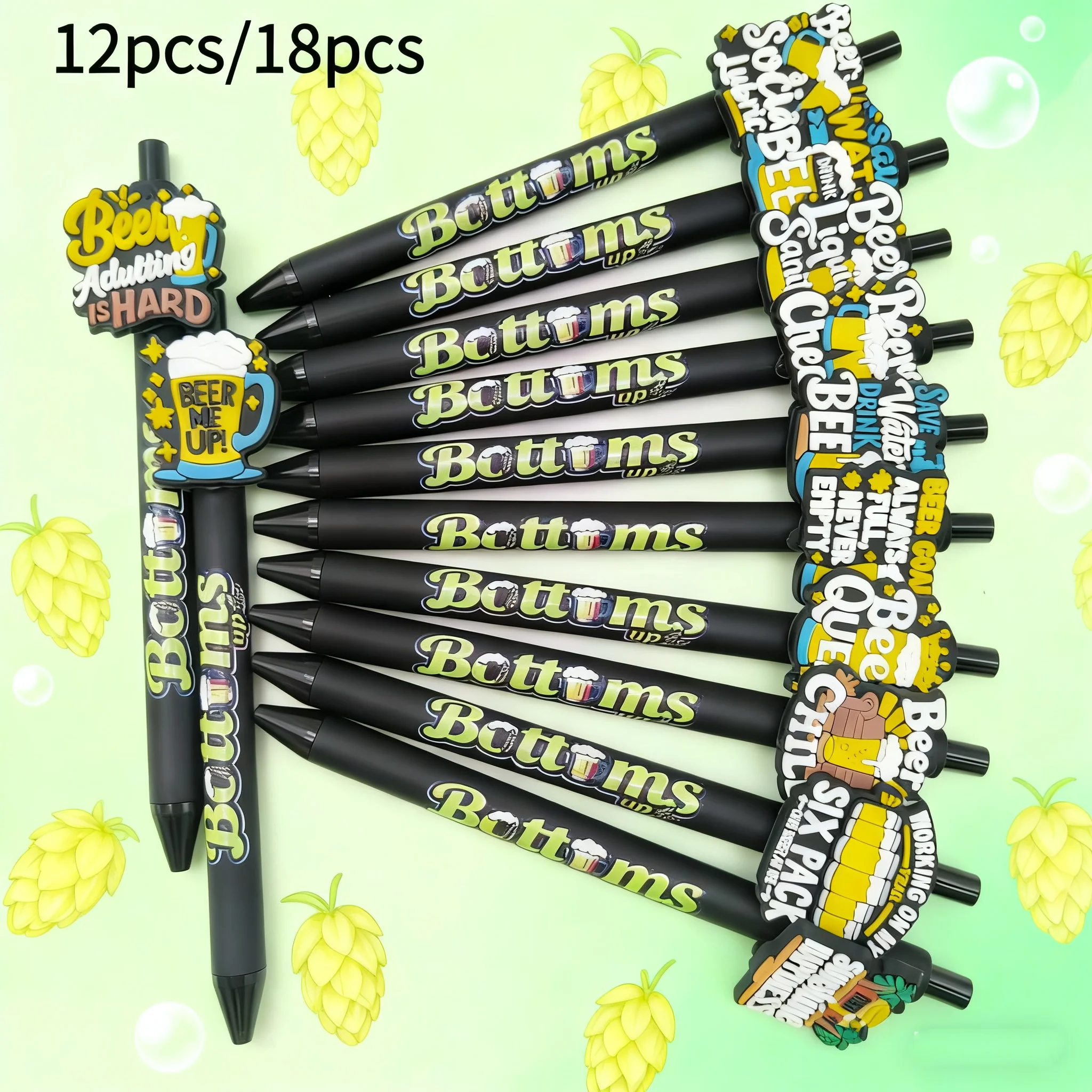 

12 шт./18 шт., гелевая ручка для укладки Октоберфеста, черная шариковая ручка с принтом