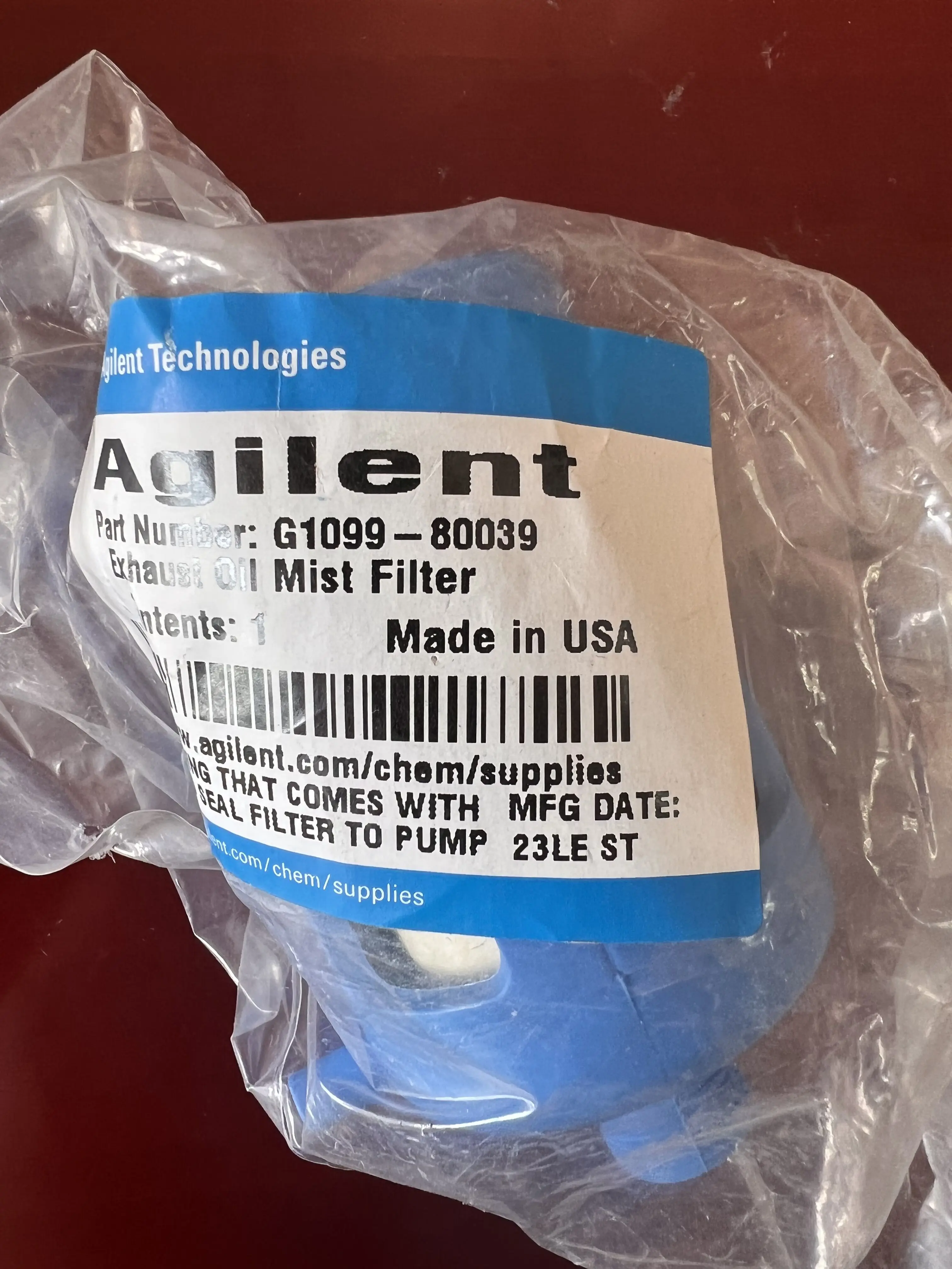 AFINE Agilent G1099-80039, Oil Mist Filter, 3/8 BSP male threads