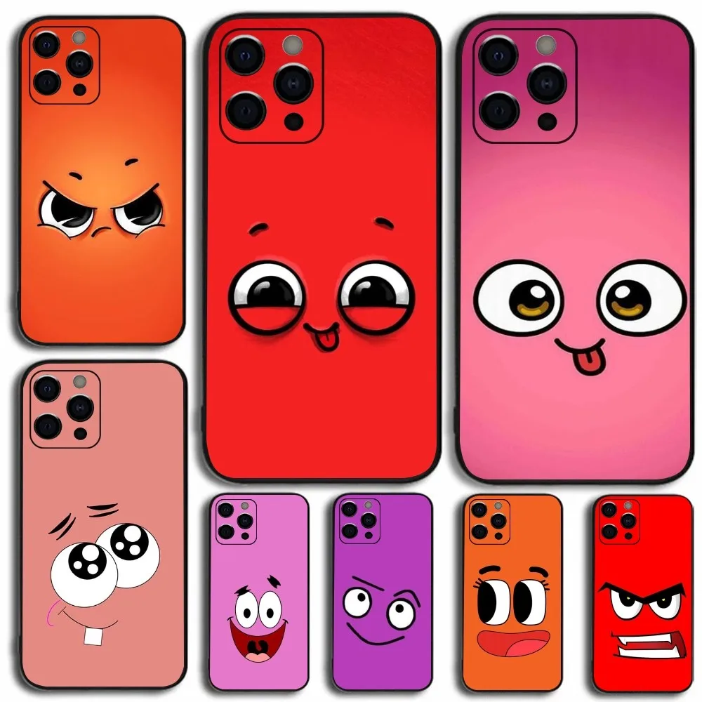 Cute expression Phone Case For Apple iPhone 15,14,13,12,11,Pro,X,XS,Max,XR,Plus,Mini Soft Black Cover