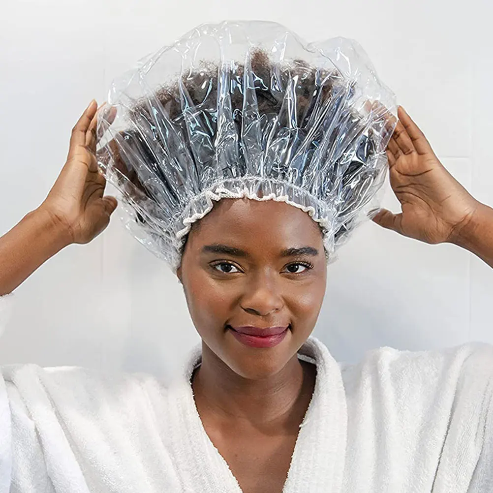 

Hat Adult Shower Caps Elastic For Bathing Caps Long Hair Reusable Clear Bathing Cap Home Salon Bath Hair Cover Use