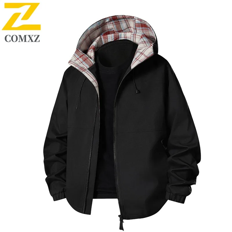 

COMXZ 2025, мужская и женская куртка с капюшоном и цветными блоками, весенне-осенняя студенческая повседневная модная куртка для пар с допамином для подростков