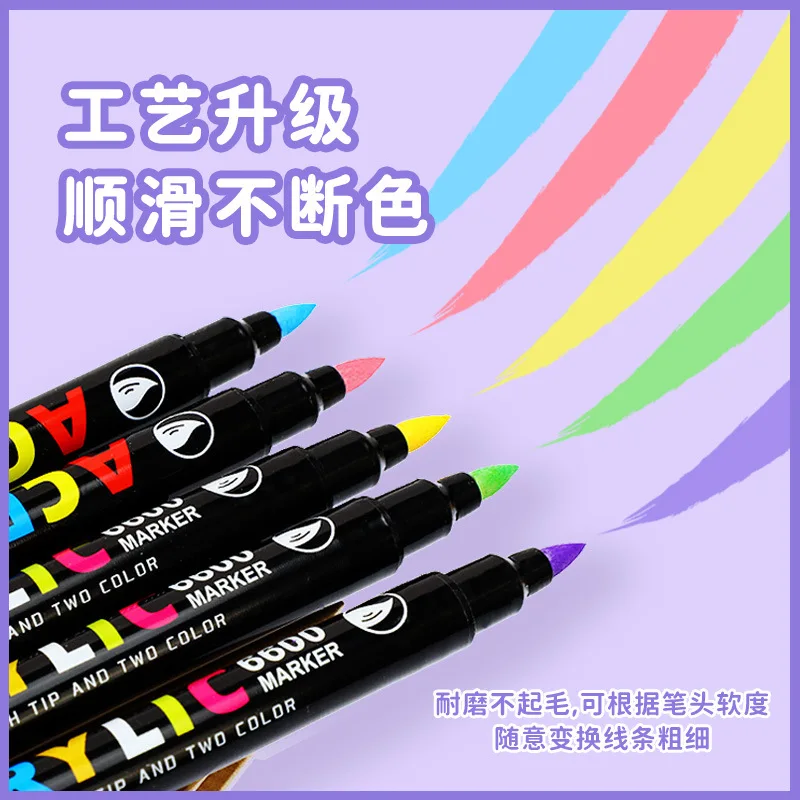 36-84 Color Acrylic Marker Double Tip Soft Brush Fine Arts Painting Graffiti Black Cardboard For Wood Metal Shoe Canvas Stone