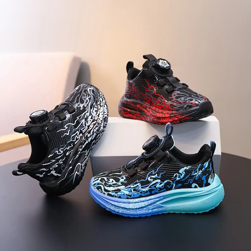 

Детская спортивная обувь, сетчатые дышащие детские кроссовки, повседневные кроссовки с вращающейся кнопкой, осень 2023, новые красивые кроссовки для мальчиков, мягкие