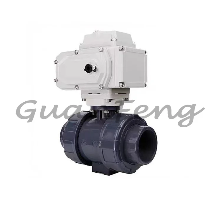 DN50 2 Inch UPVC Motorized Double Union Ball Valve, Custom Electric Ball Valve for Air Water