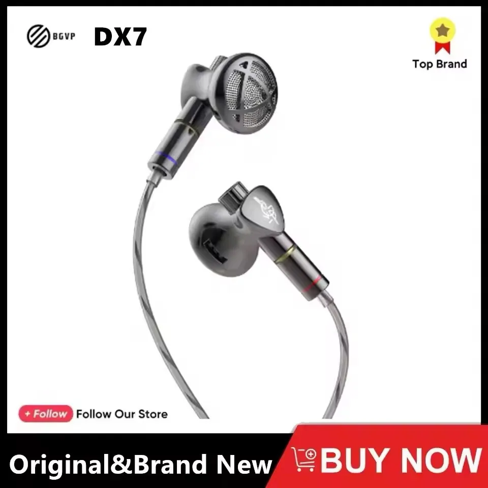 BGVP DX7 Flagship Tunable Flat Head Earbuds HIFI 2 in 1 Plug 3.5mm/4.4mm Replaceable MMCX Wired Earphone
