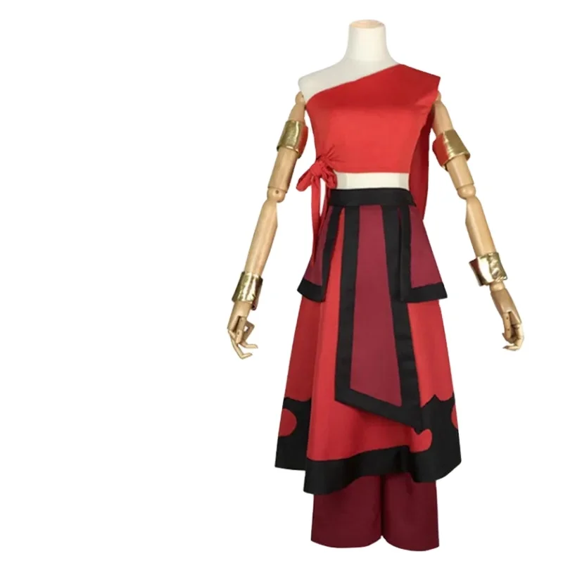 Costume Cosplay de la Nation du enquêter d'Anime Katara Avatar le Dernier maître de l'air, Uniforme Rouge, Vêtements de Carnaval d'Halloween pour Femme Adulte