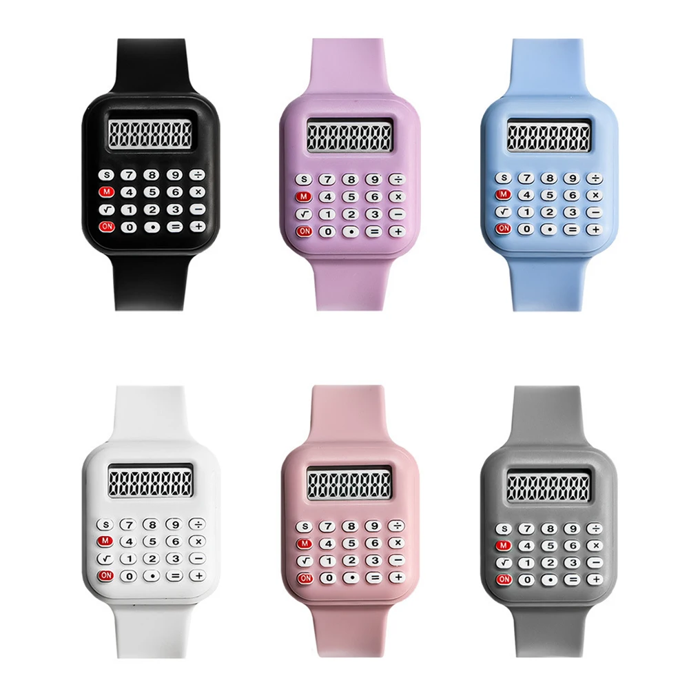 Новый электронный калькулятор, детские часы для девочек, детские цифровые часы с резиновым ремешком, школьные мужские часы