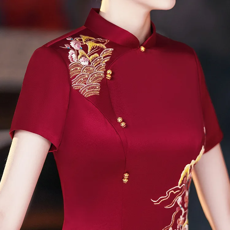 Yourqipao فساتين الأم في القانون فستان أم العروس العريس لحفلات الزفاف الصينية شيونغسام 2023 فساتين سهرة بمقاس كبير