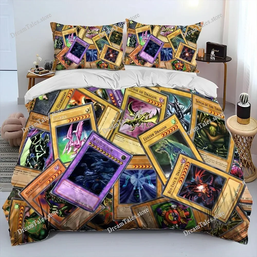 

Home Textile Cartoons Yu-Gi-Oh MONSTER CARD Cover Duvet Cover Pillow Case Boy Girl Polyester Bedding Set King Queen Twin Size