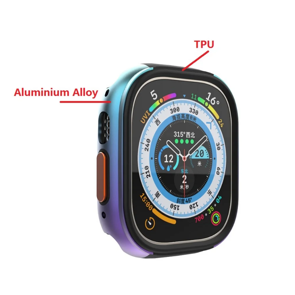 2 Trong 1 Hợp Kim Nhôm + Nhựa TPU Dành Cho Đồng Hồ Apple Cực 49Mm Anri-Trầy Xước Kim Loại Cứng đồng Hồ Dây Da