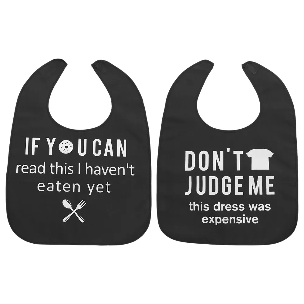 

2Pcs Adult Bib for Eating Elderly Male Reusable Polyester Water Oil Resistant Foldable Convenient Mealtime Clothing Protector