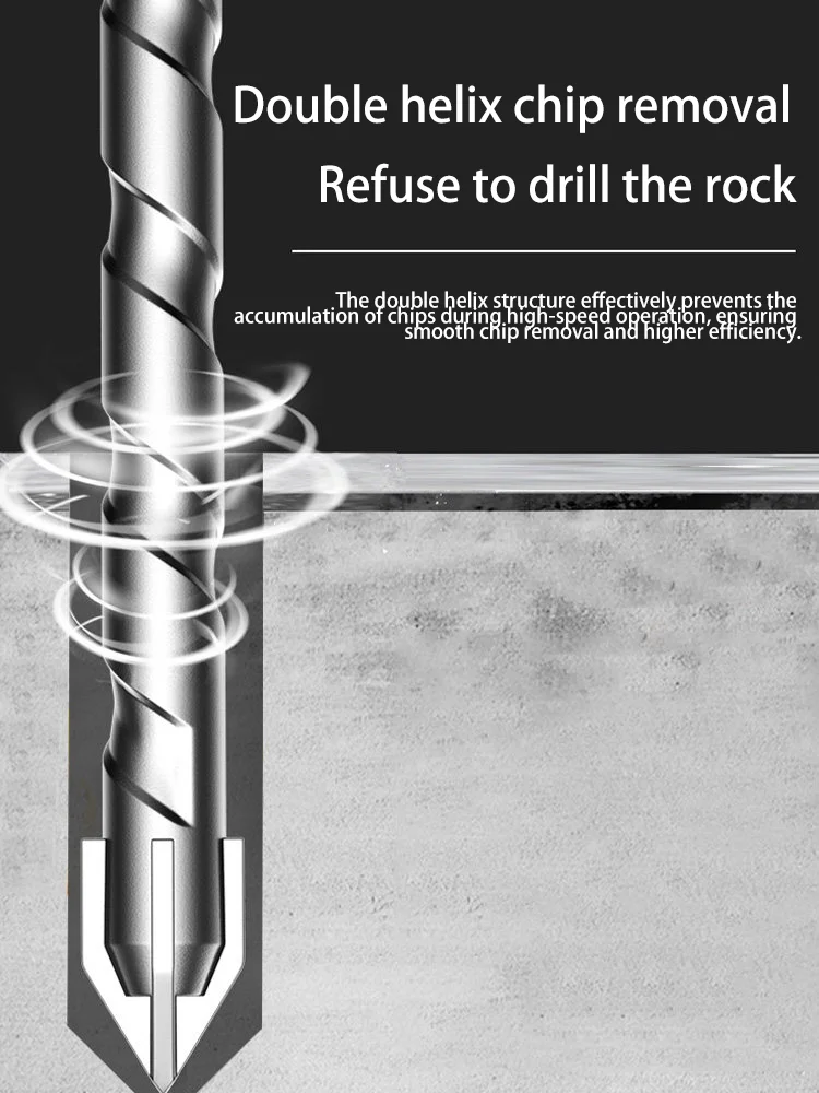 Alloy four-edge drill bit for tile drilling in concrete, ultra-hard special electric drill, high-hardness dry drilling bit