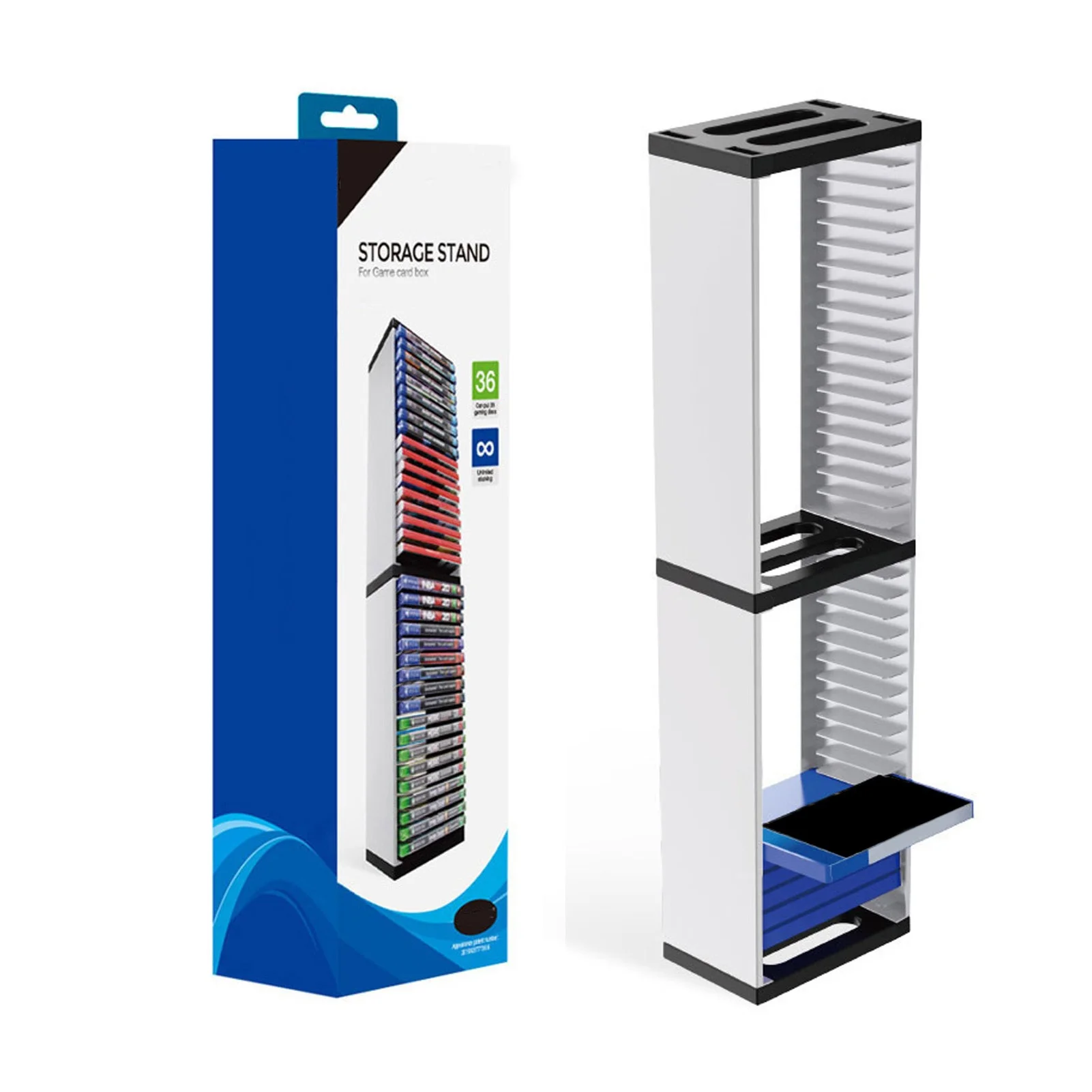 Double Video Game Storage Tower Durable Store 36 Game Discs Storage Holder Shelf for PS5