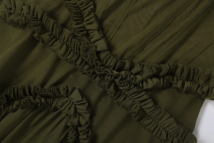 Weird Puss Rüschenrand-Patchwork-Kleid für Damen, elegant, mit schrägem Ausschnitt, Bandagen, rückenfrei, ärmellos, für Urlaub, Party, Mode, figurbetont – Detail 8