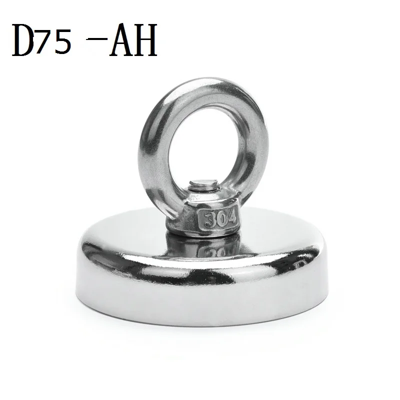 D60 D75 D90 Super Strong Neodymium Fishing Magnets, Rare Earth Magnet with Countersunk Hole Eyebolt for Retrieving in River